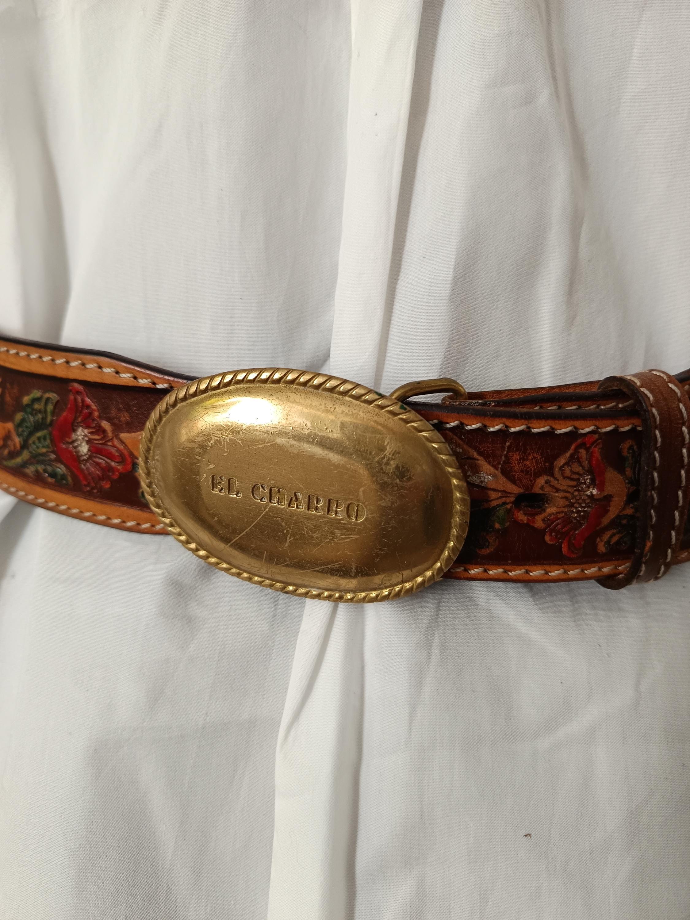 Vintage El Charro Leather Belt – Hand-painted Western Style 