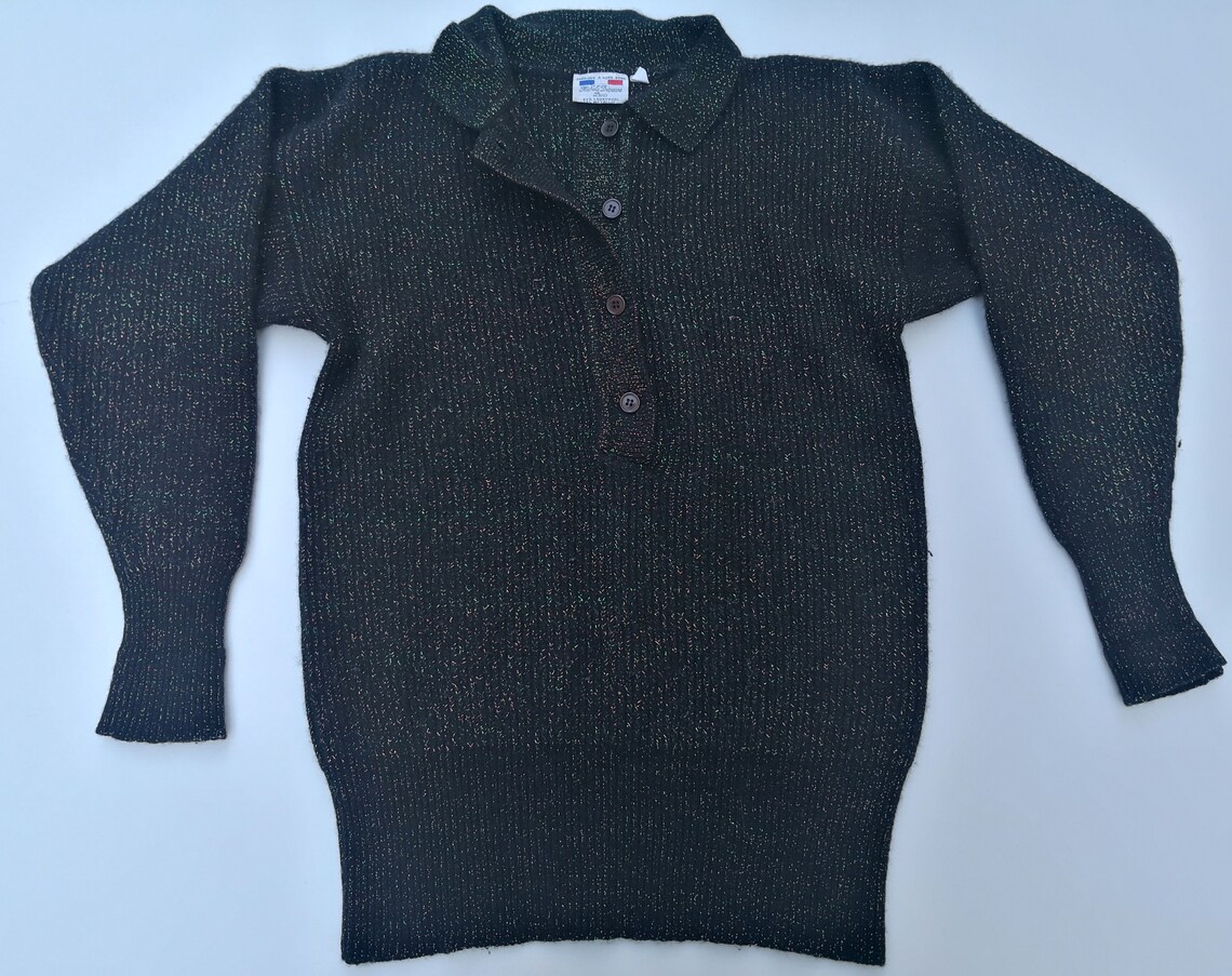 Vintage Black Lambswool Sweater MICHELE DUQUESNE Paris size - Etsy New ...