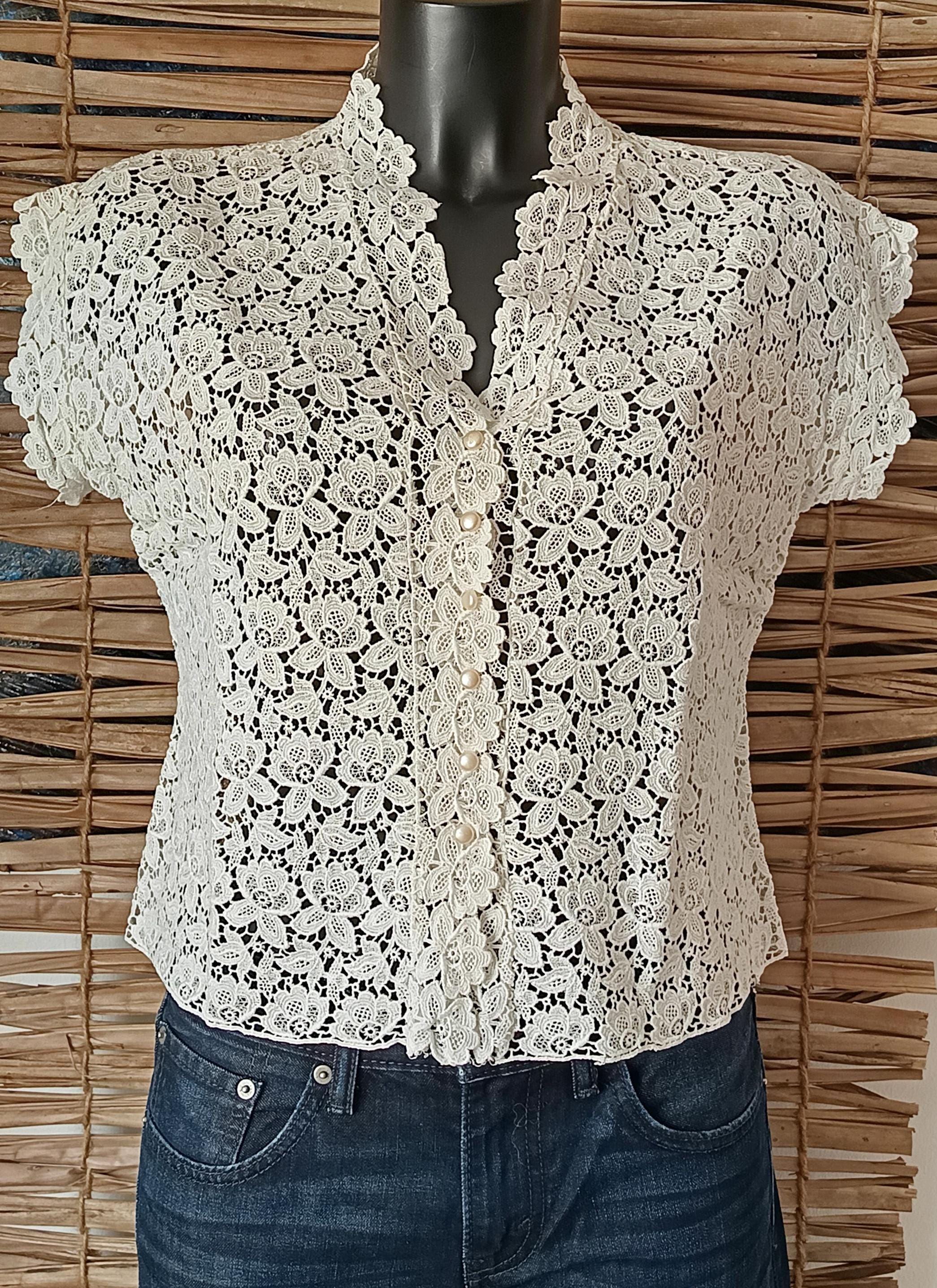 Chemisier Noir Guipure Sans Manches - Taille 36 FR - Bon état