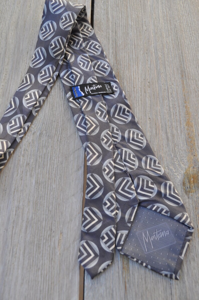 Vintage grey silk tie CLAUDE MONTANA 148x9.5 image 2