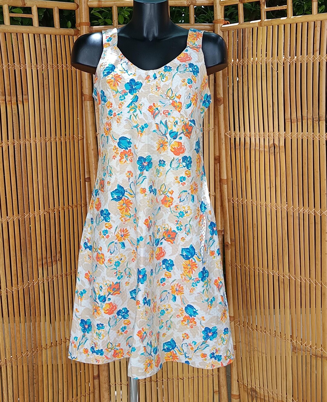 Vintage 60s/70s Multicolor Floral Straped Dress FRANCE RIVOIRE Made in ...