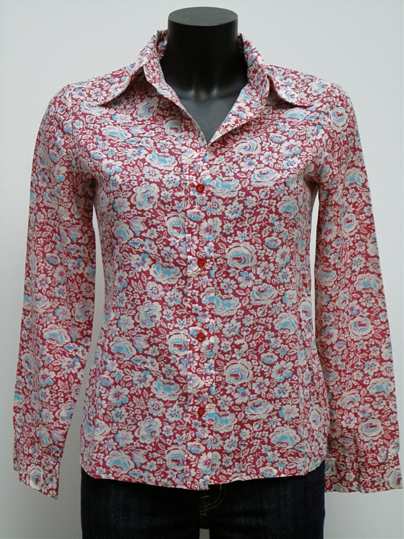 Vintage floral shirt 70/'s Size 36 FR