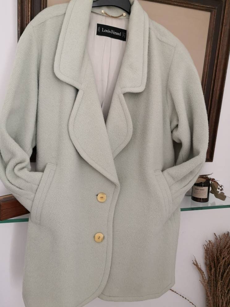 Vintage Oversize Louis Féraud Green Alpaca and Wool Coat Size ...