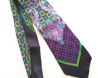 Cravate vintage Gianni Versace Medusa - Pièce de collection - 100 % soie - Made in Italy - Accessoire de designer italien, idée cadeau