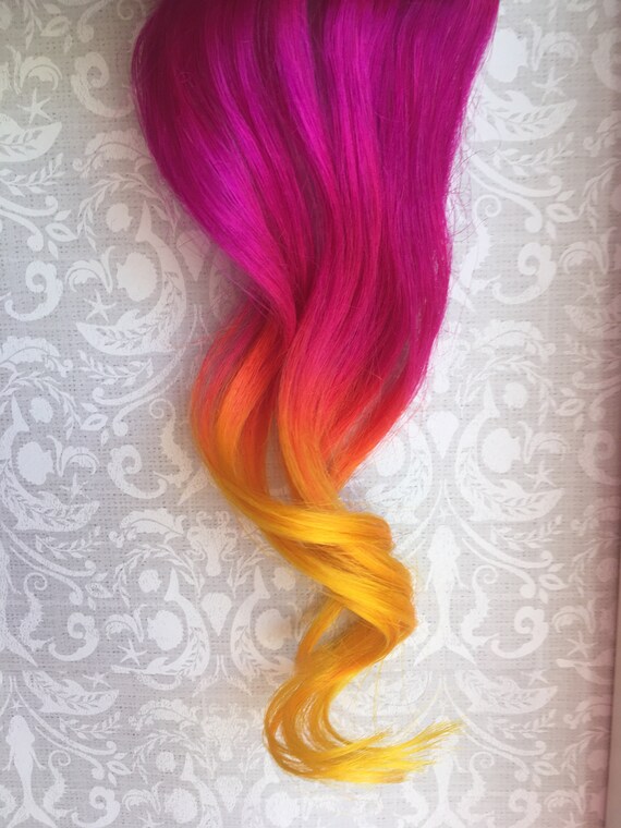 Ombre Hair Extensions Clip In Hot Pink Hair Vibrant Hair Yellow Hair Orange Hair Human Hair Mermaid Hair Ocean Locks Hair