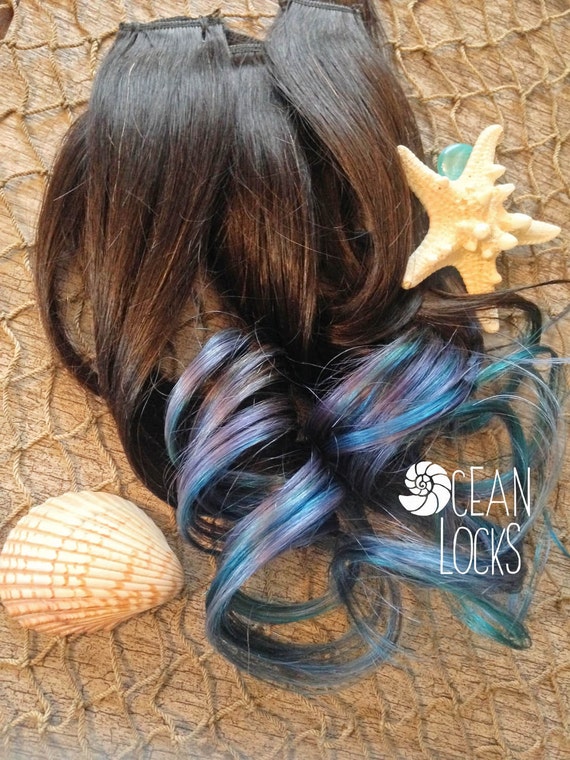 Ombre Hair Extensions Clip In Hair Teal Hair Green Hair Blue Hair Black Hair Brown Hair Dip Dye Hair Single Clips Mermaid Hair