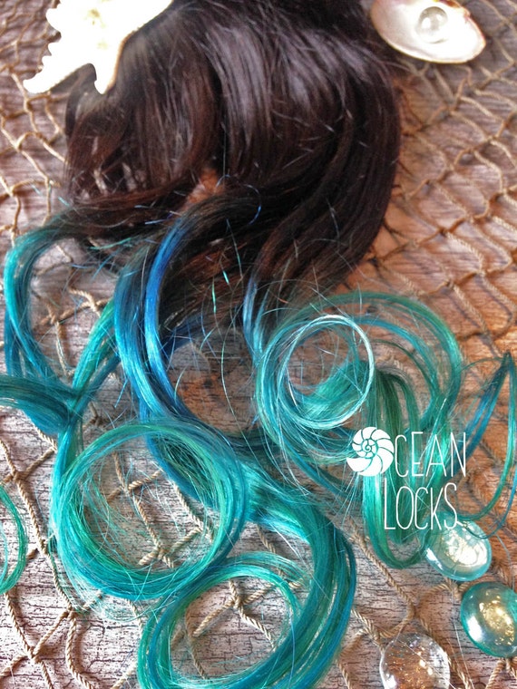 Dip Dye Hair Extensions Hair Extensions Clip In Ombre Hair Extension Pastel Hair Green Hair Teal Hair Black Hair Mermaid Hair