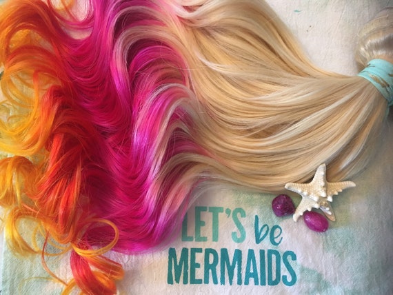 Human Hair Extensions Ombre Hair Extensions Clip In Dip Dye Hair Hot Pink Hair Orange Hair Thick Hair Mermaid Hair