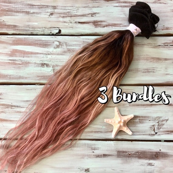 Brown Ombre Hair Human Hair Bundle Dusty Pink Weave Hair Etsy