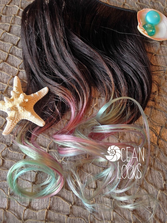 Lavender Hair Hair Extensions Clip In Mint Hair Green Hair Pastel Hair Black Hair Brown Hair Dip Dye Hair Single Clips Mermaid Hair