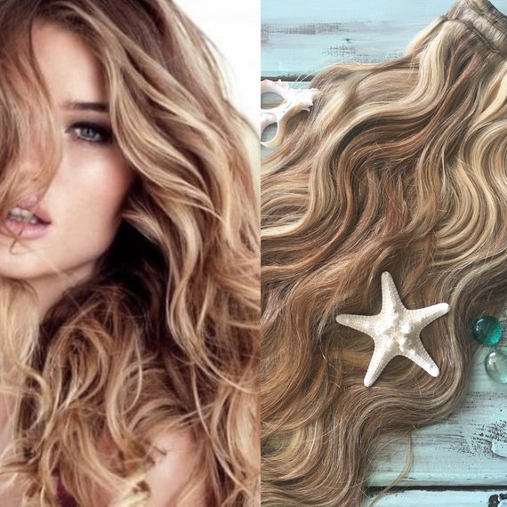 Dark Blonde Clip In Hair Natural Blonde Hair Highlighted Hair Thick Hair Mermaid Hair Human Hair Extensions Ocean Locks