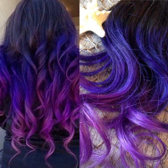 Ombre Hair Extensions Full Set Balayage Hair Extensions Dip Dye Dark Hair Purple Hair Lavender Hair Mermaid Hair Human Hair