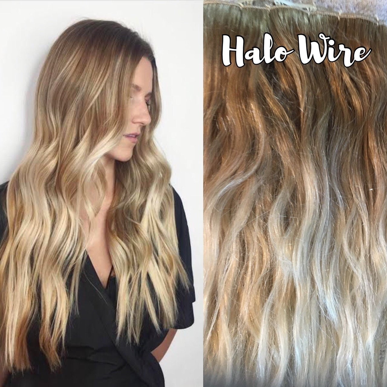 Blonde Halo Hair Extensions Medium Blonde Hair Ombre Blonde Etsy
