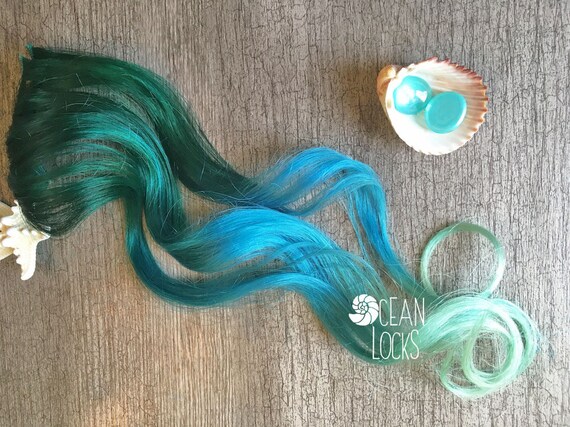 Human Hair Extensions Clip In Ombre Hair Pastel Hair Green Etsy