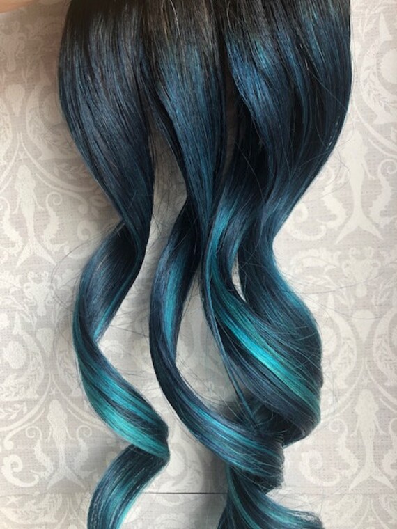 Teal Hair Extensions Aqua Hair Turquoise Hair Ombre Hair Etsy