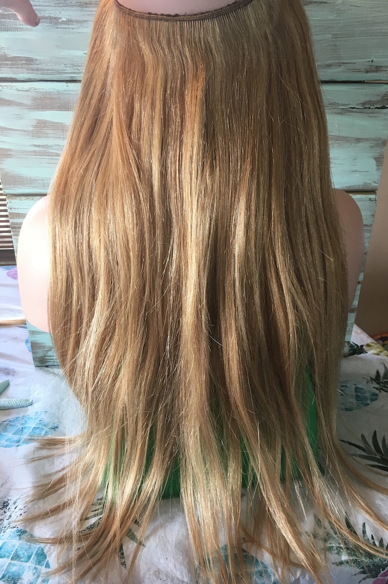 Halo Wire Extensions Strawberry Blonde Hair Human Hair Etsy