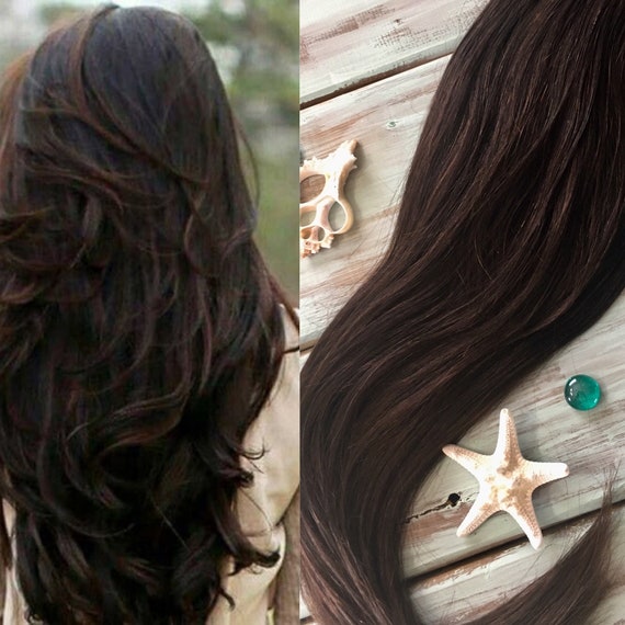 Dark Brown Hair Extensions 2 Color Hair Clip In Hair Thick Etsy