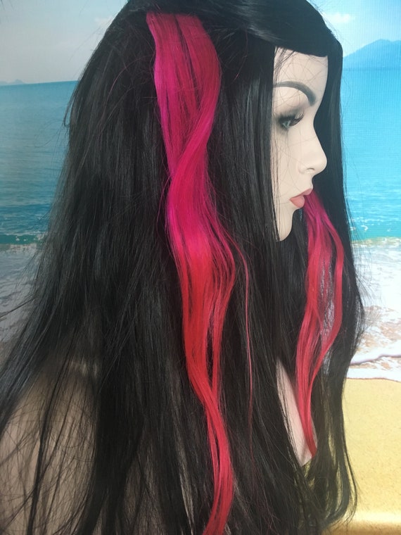 Ombre Hair Extensions Clip In Hair Vibrant Hair Hot Pink Etsy