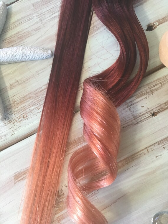 Ombre Hair Extensions Clip In Hair Auburn Hair Pink Hair Etsy