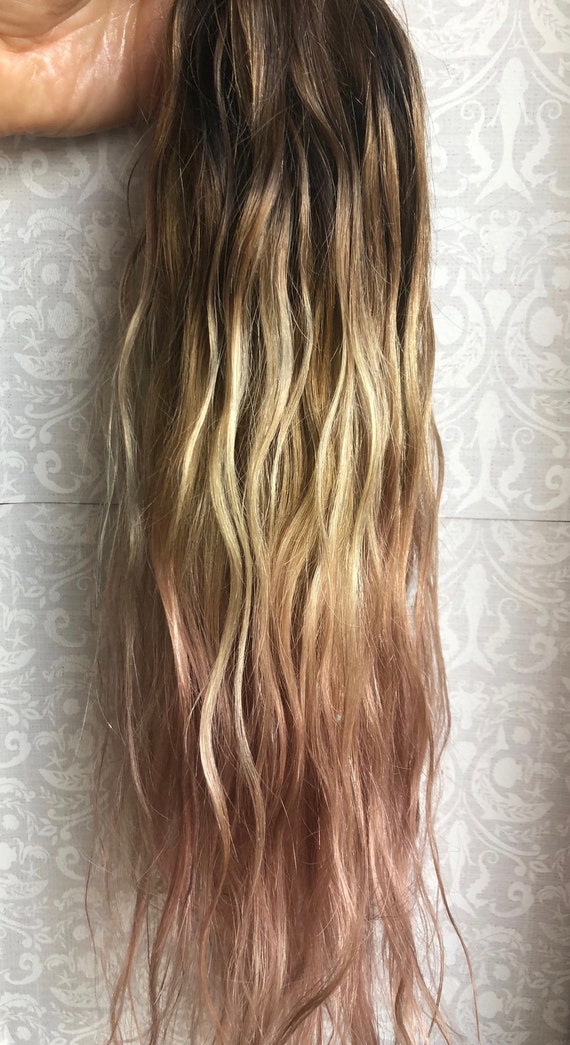 Brown Ombre Hair Human Hair Bundle Dusty Pink Weave 4 Hair Etsy