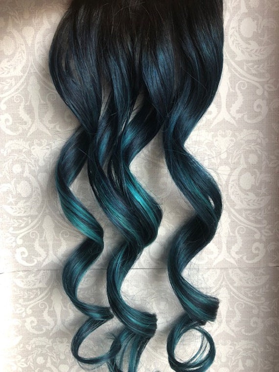 Teal Hair Extensions Aqua Hair Turquoise Hair Ombre Hair Etsy