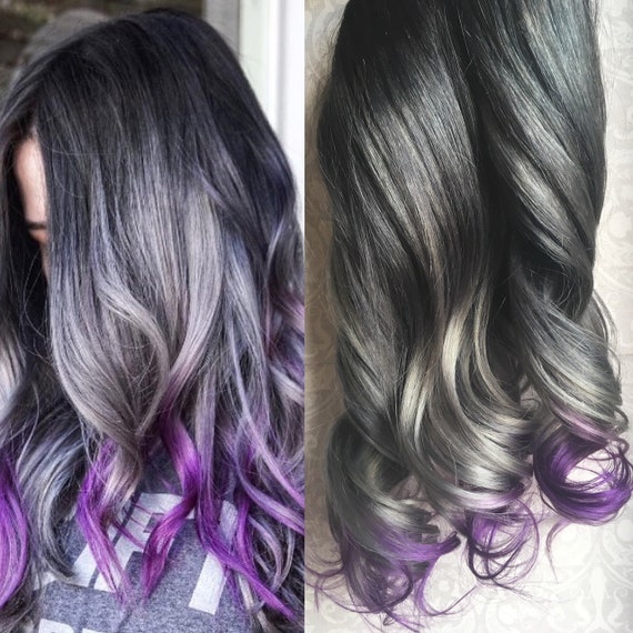 Clip In Hair Extensions Ombre Hair Extensions Grey Hair Silver Hair Lavender Hair Mermaid Hair