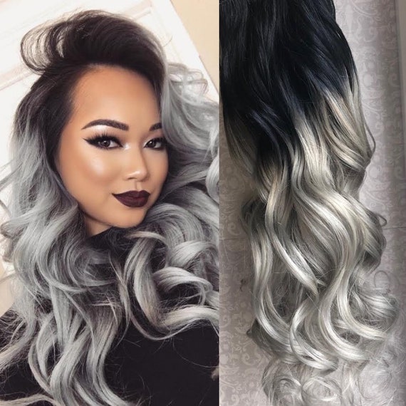 Black To Grey Ombre Hair Extensions Silver Ombre Hair Clip In Hair Extensions