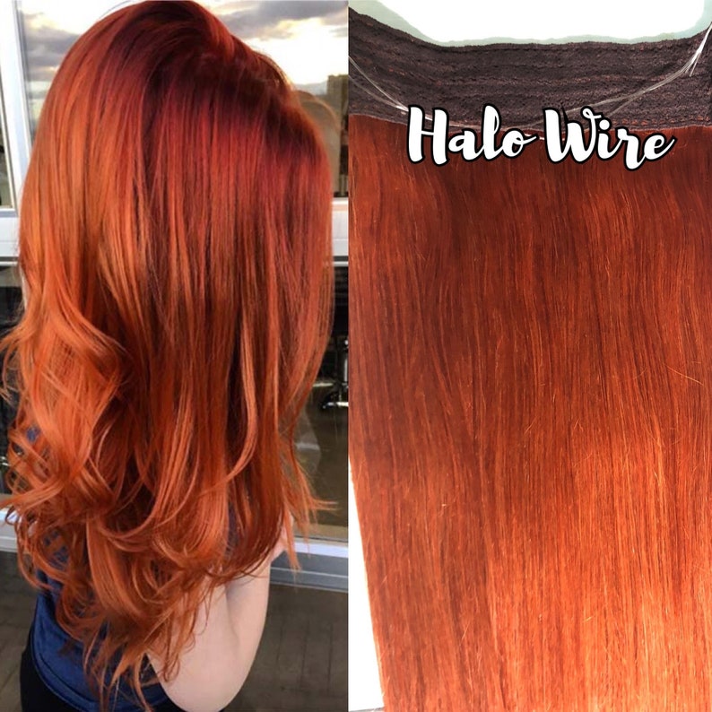 Copper Red Halo Hair Extensions Strawberry Blonde Hair Etsy