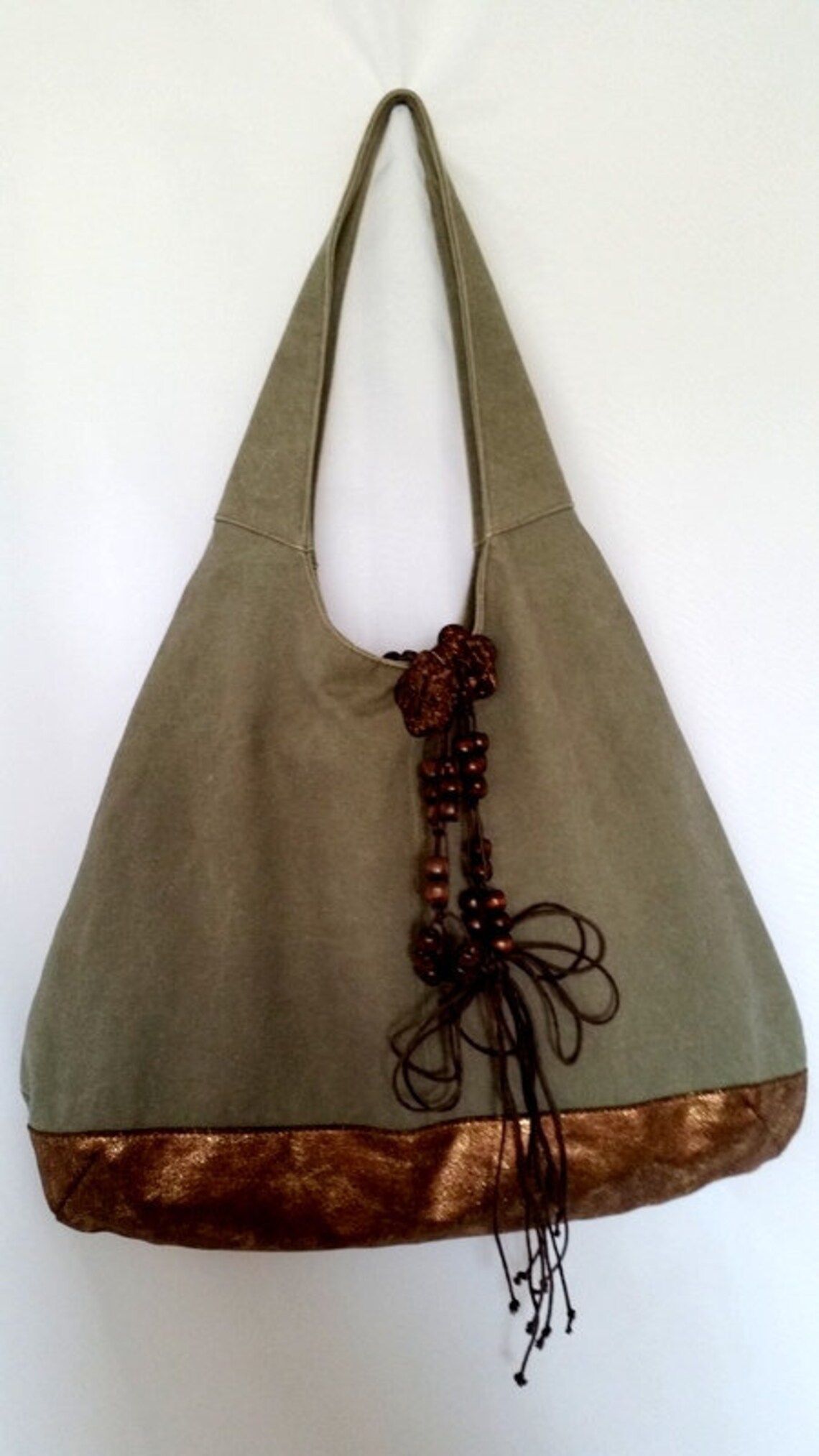 Bolso hippie bolso de lona con estampado negro l952 bolso de Etsy España