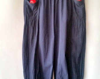 Caprihose für Schwangere, lockere Hose für Frauen, bequeme Hose, blaue Caprihose, Seide mit Baumwolle, breite Caprihose, Vintage Capri