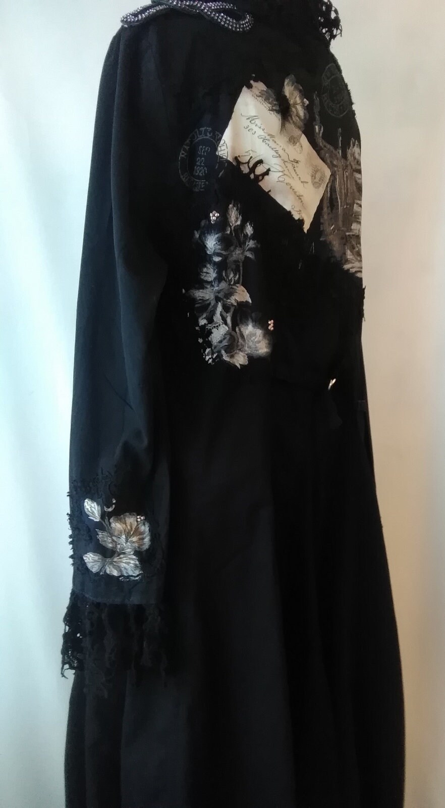 Fantasy Coat, Long Black Coat, Maxi Coat, Black Women's Boho Coat, Long ...