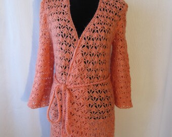 Warm home clothes, crocket  cardigan, loose  autumn cardigan for pregnant women, vintage  jacket