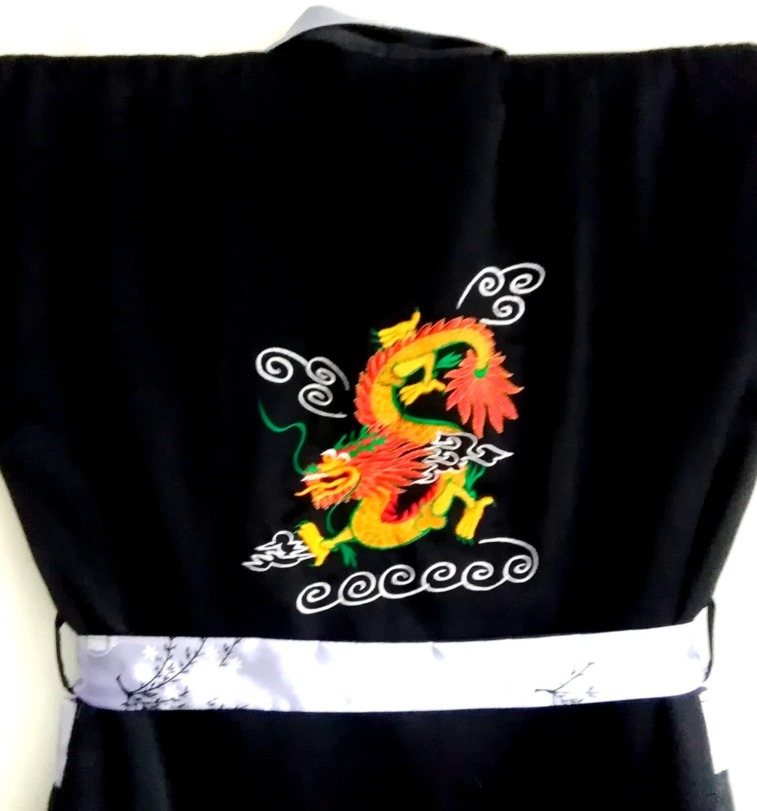 Dragon Kimono, Black Chinese Men Kimono Robe, Robe With Dragon, Double ...