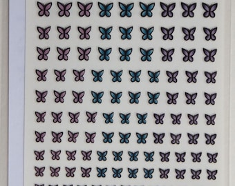 Pegatinas de uñas con forma de mariposa (6 unidades, 100 pegatinas por hoja)