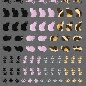 Cat Nail Stickers 2 (100+Stickers per sheet)