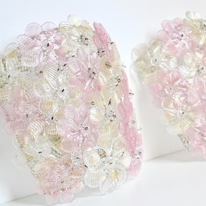 Vintage Murano Glass Barovier & Toso Flowers Wall Lamps / Sconces