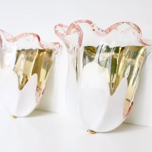 Vintage Pair Pink La Murrina Wall Lamps / Sconces