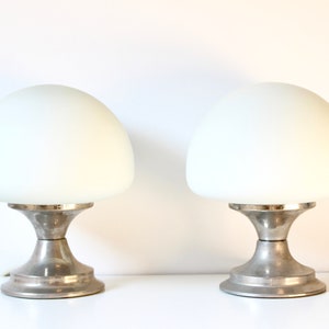 Vintage Pair Of Art Deco Mushroom Table / Bedside / Desk Lamps
