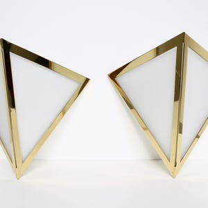 Vintage Triangular Glashütte Limburg Pair Wall lamps / Sconces
