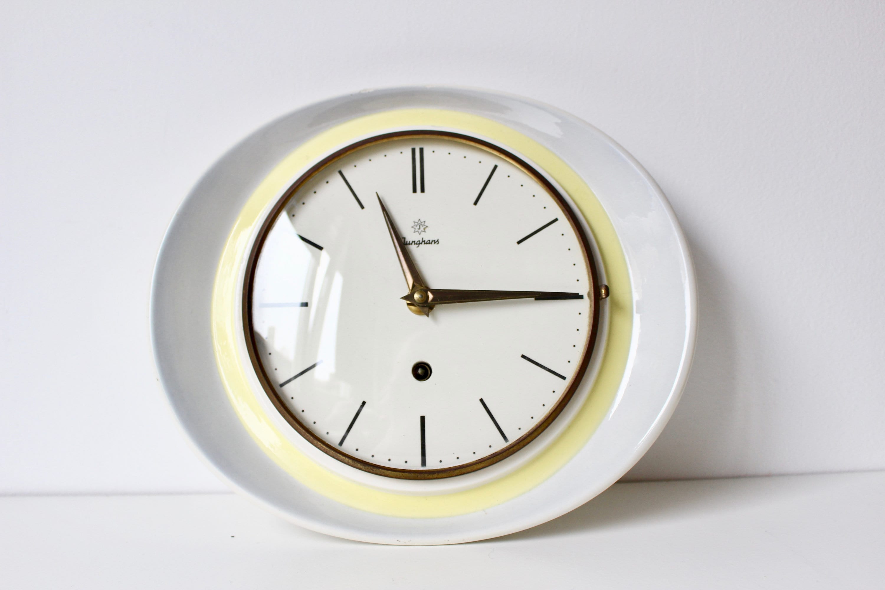 Vintage Porcelain Wall Clock Junghans Kitchen Clock Etsy
