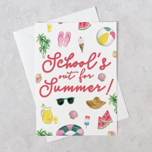 Teacher Appreciation Greeting Card, End of the Year School Summer card for Teacher, Cute Last Day of School gift, thank you teacher card