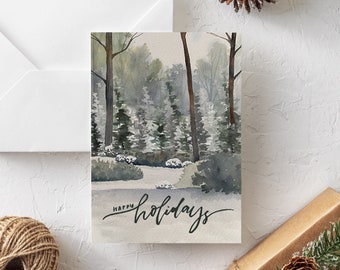 Winter holiday card | Blank Christmas Card | Holiday Card | Christmas Greeting Card | watercolor card