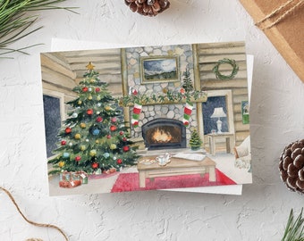 Christmas Card of Santa's cabin | Blank Christmas Card | Holiday Card | Merry Christmas Card | Christmas Greeting Card | watercolor card