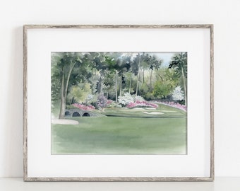 Augusta National Watercolor Print, Masters Golf Course Painting