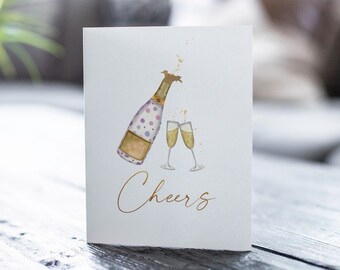 Congratulations Greeting Card for celebration | Cheers greeting card | Champagne toast | Cheers to Us | Card for best friend | Birthday gift