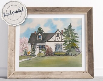 Custom home portrait, house painting, housewarming gift, Watercolor house portrait, painting of home, home illustration, realtor gift
