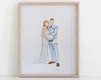 Custom couple wedding portrait, watercolor bride and groom wedding painting, Wedding gift, wedding illustration, Family portrait