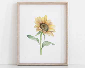 Watercolor Sunflower Art Print | Kansas State Flower Painting