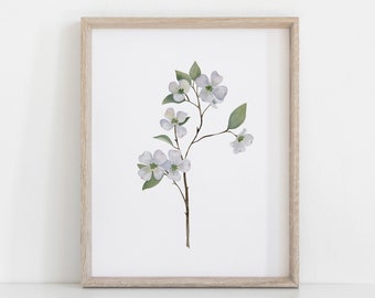 Watercolor Dogwood pink white flower Wall Art | North Carolina state flower Painting | Spring Floral art | Watercolor Flower Gift for Mom