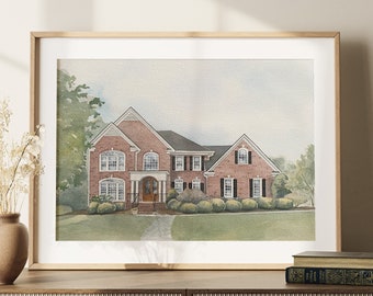 Hand Painted Watercolor House Portrait Painting Custom Art of House Housewarming Gift Realtor Gift House Painting Custom House Sketch